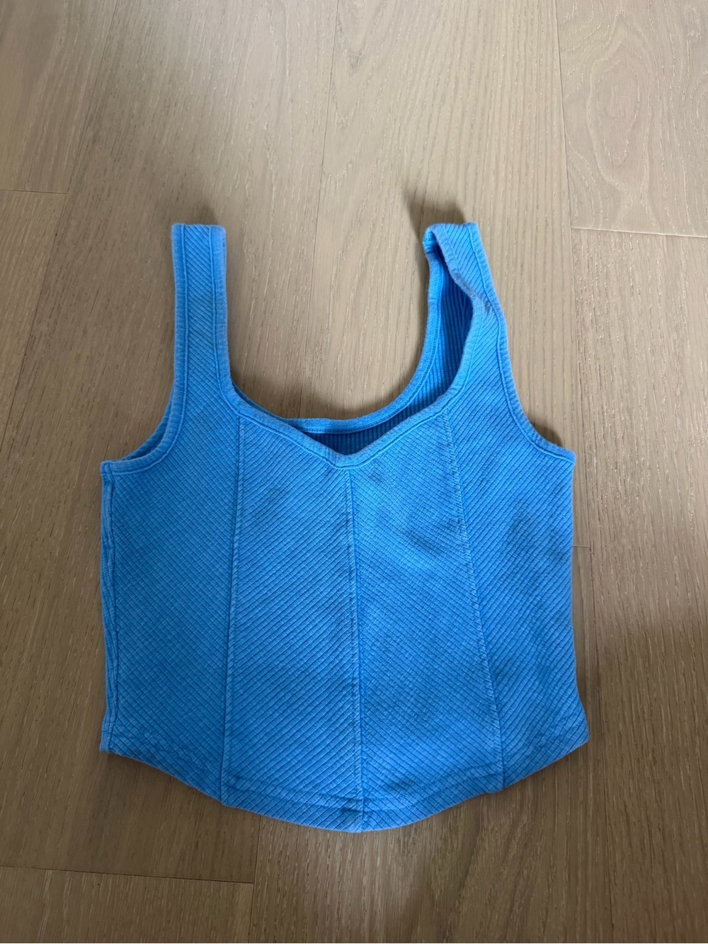 aerie Bright Blue Ribbed Crop Tank